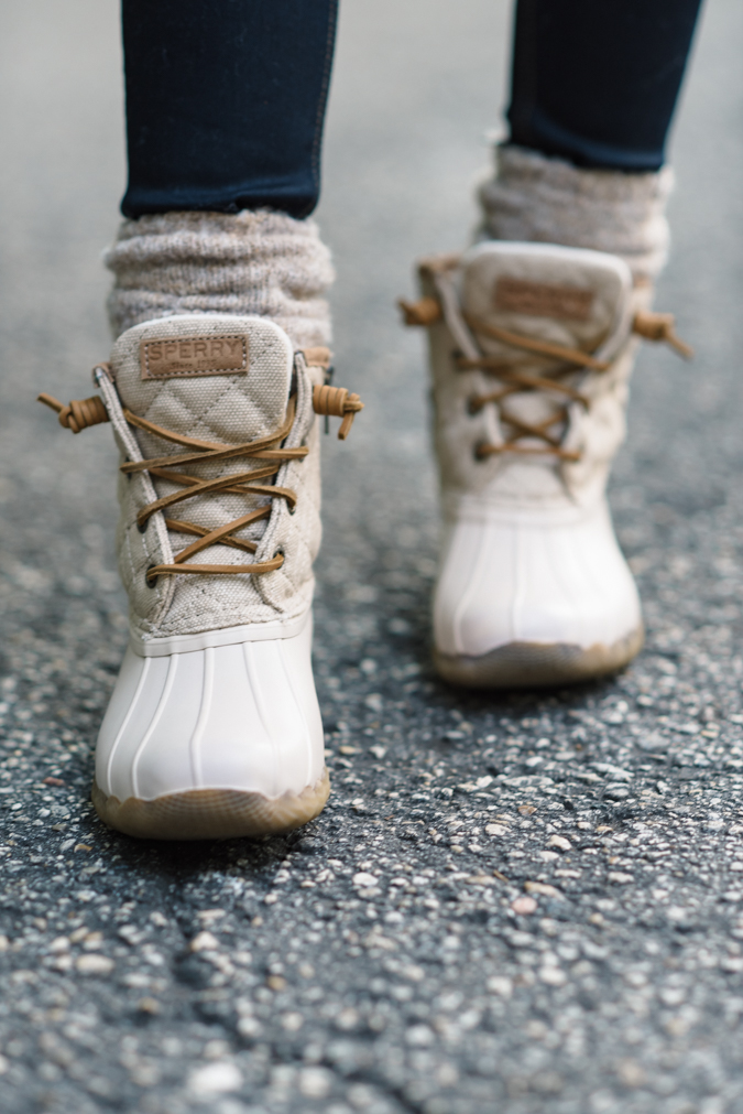 sperry duck boots white quilted