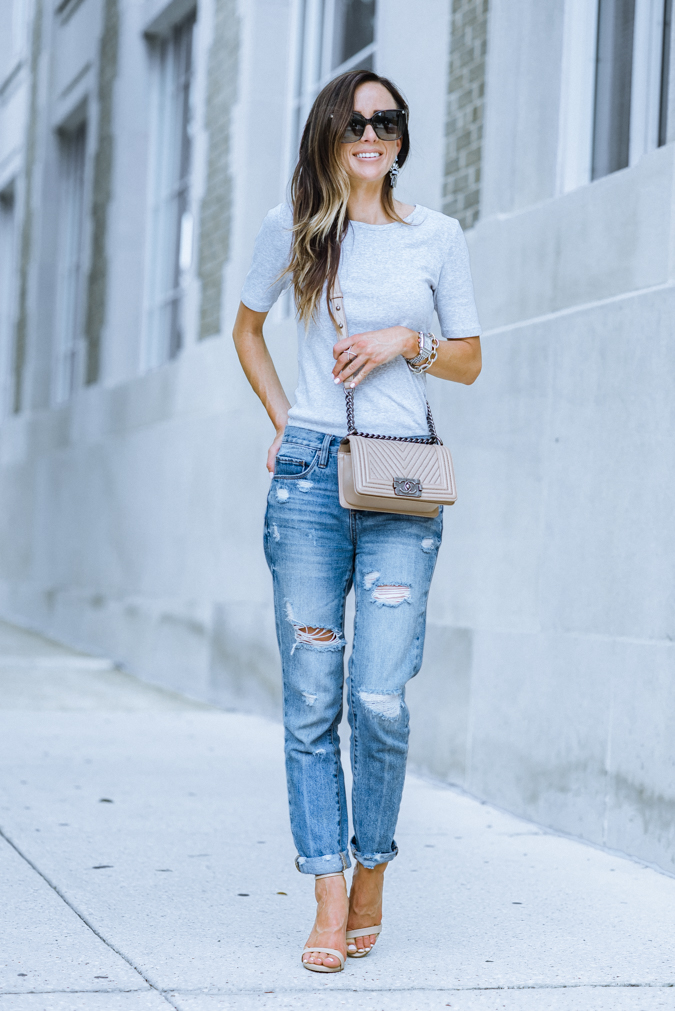 How To Wear Distressed Boyfriend Jeans Two Ways | Alyson Haley