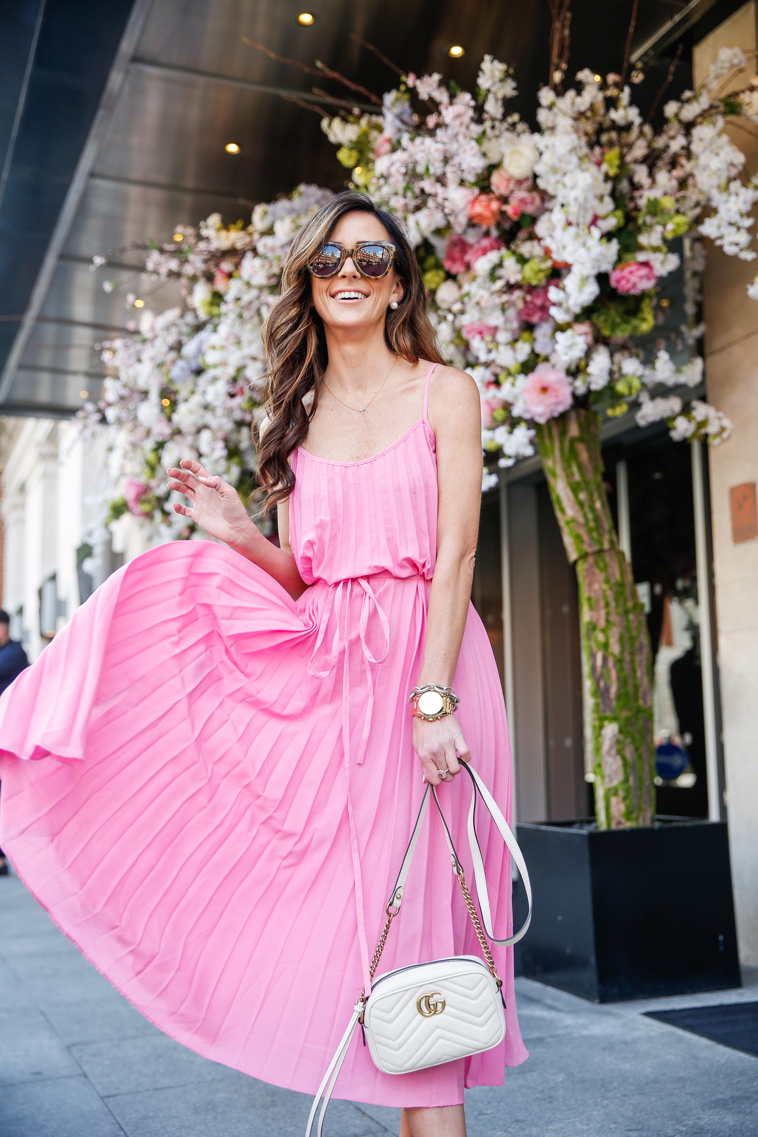 Mango pink pleated on sale dress